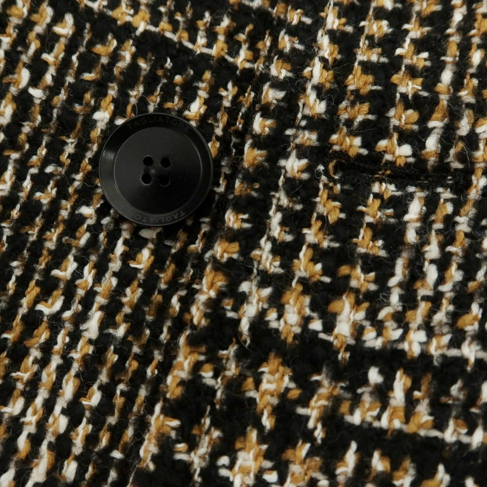 【中古】タリアトーレ TAGLIATORE ウールアクリル チェック ダブルブレストコート ベージュxブラック【 46 】【 状態ランクB 】【 メンズ 】