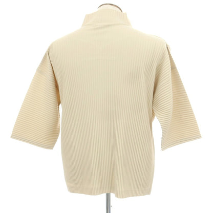 【中古】オム プリッセ イッセイミヤケ HOMME PLISSE ISSEY MIYAKE プリーツ加工 ジップアップ 半袖カーディガン ベージュ【 表記なし（Ｌ位） 】【 状態ランクB 】【 メンズ 】
