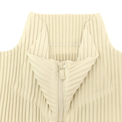 【中古】オム プリッセ イッセイミヤケ HOMME PLISSE ISSEY MIYAKE プリーツ加工 ジップアップ 半袖カーディガン ベージュ【 表記なし（Ｌ位） 】【 状態ランクB 】【 メンズ 】