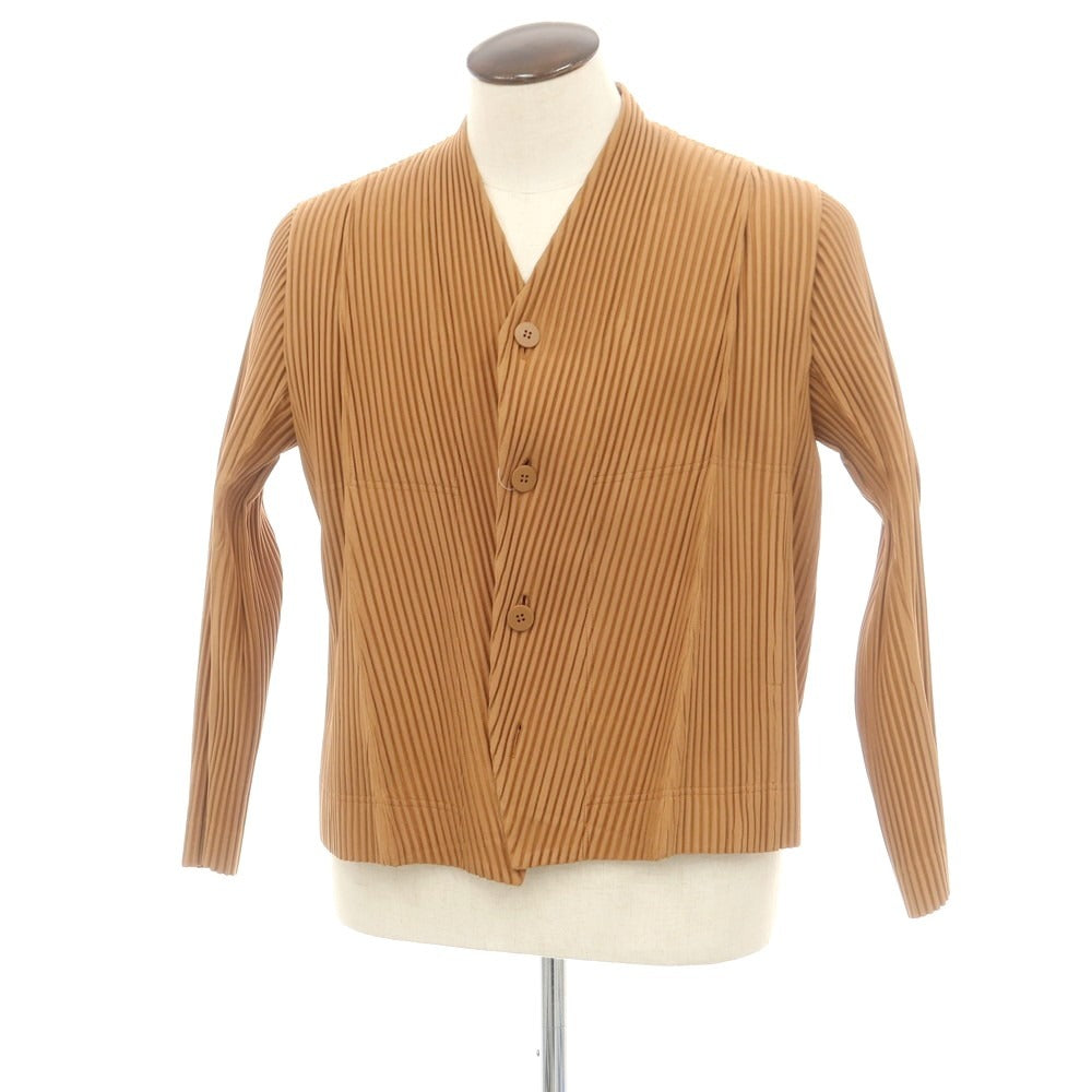 【中古】オム プリッセ イッセイミヤケ HOMME PLISSE ISSEY MIYAKE プリーツ加工 カーディガン ライトブラウン【 表記なし（Ｌ位） 】【 状態ランクB 】【 メンズ 】