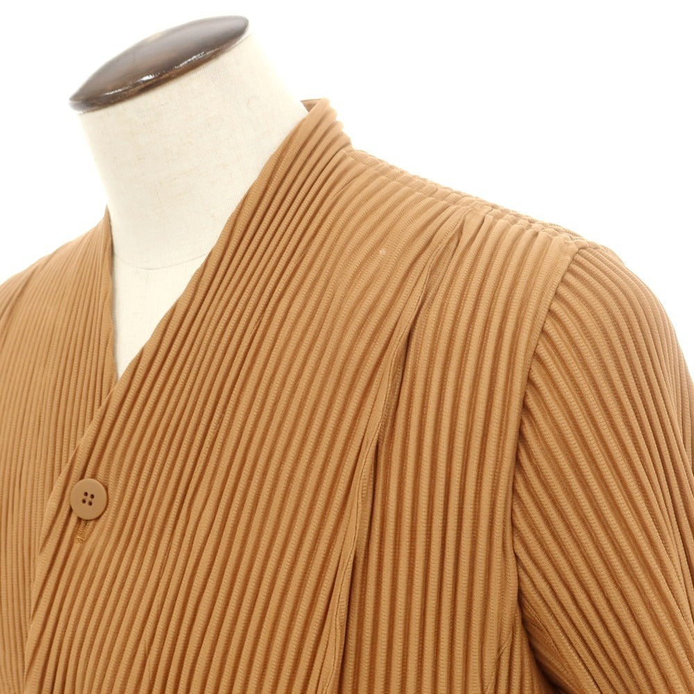 【中古】オム プリッセ イッセイミヤケ HOMME PLISSE ISSEY MIYAKE プリーツ加工 カーディガン ライトブラウン【 表記なし（Ｌ位） 】【 状態ランクB 】【 メンズ 】