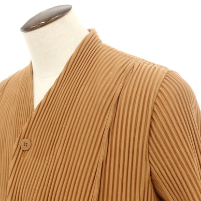 【中古】オム プリッセ イッセイミヤケ HOMME PLISSE ISSEY MIYAKE プリーツ加工 カーディガン ライトブラウン【 表記なし（Ｌ位） 】【 状態ランクB 】【 メンズ 】