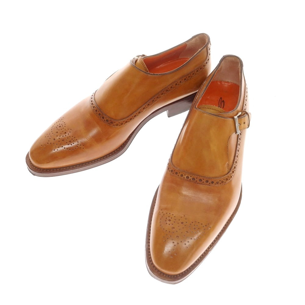 【中古】サントーニ Santoni モンクストラップ ドレスシューズ ライトブラウン【 7 】【 状態ランクA 】【 メンズ 】