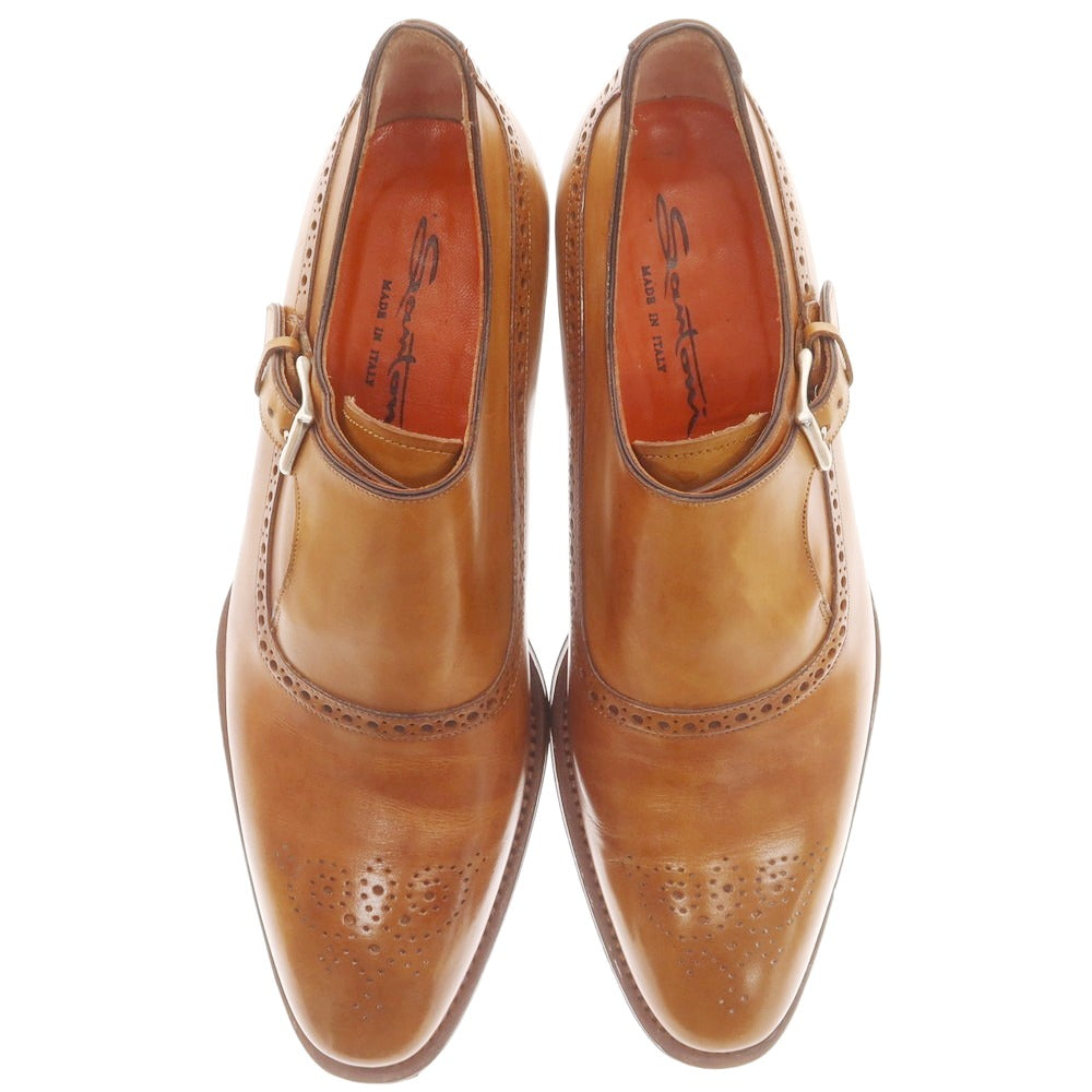 【中古】サントーニ Santoni モンクストラップ ドレスシューズ ライトブラウン【 7 】【 状態ランクA 】【 メンズ 】