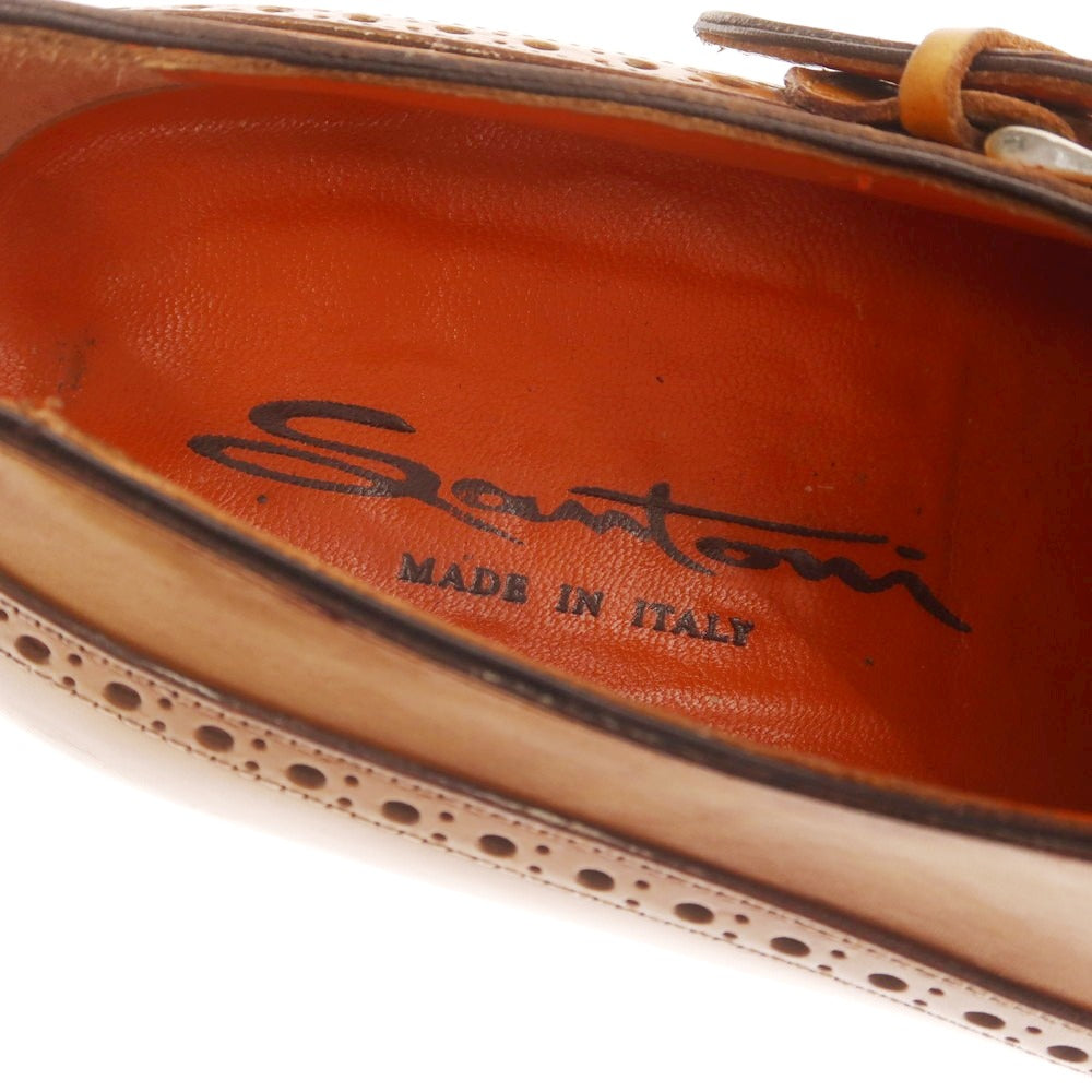 【中古】サントーニ Santoni モンクストラップ ドレスシューズ ライトブラウン【 7 】【 状態ランクA 】【 メンズ 】