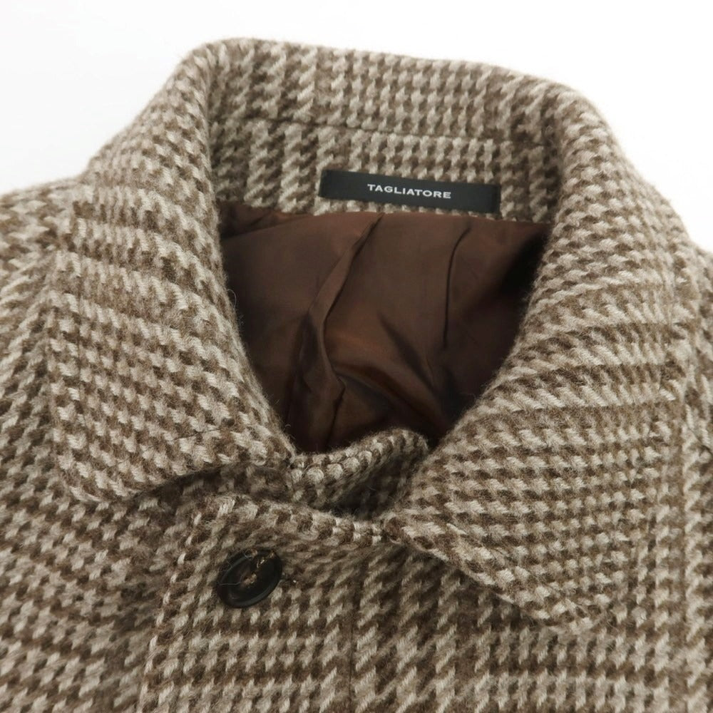 【中古】タリアトーレ TAGLIATORE Brilla per il gusto別注 ウール チェック ステンカラーコート グレーxブラウン【 46 】【 状態ランクA 】【 メンズ 】