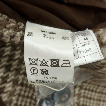 【中古】タリアトーレ TAGLIATORE Brilla per il gusto別注 ウール チェック ステンカラーコート グレーxブラウン【 46 】【 状態ランクA 】【 メンズ 】