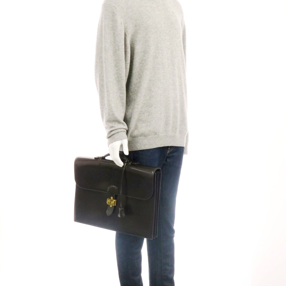 【中古】チェレリーニ CELLERINI レザー 2層 ブリーフケース ダークブラウン【 状態ランクA 】【 メンズ 】