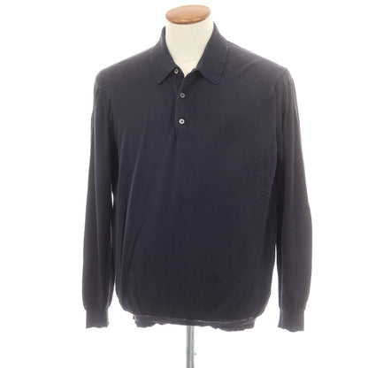 【中古】チェーザレ アットリーニ Cesare Attolini ハイゲージコットン ポロニット ネイビー【 50 】【 状態ランクD 】【 メンズ 】