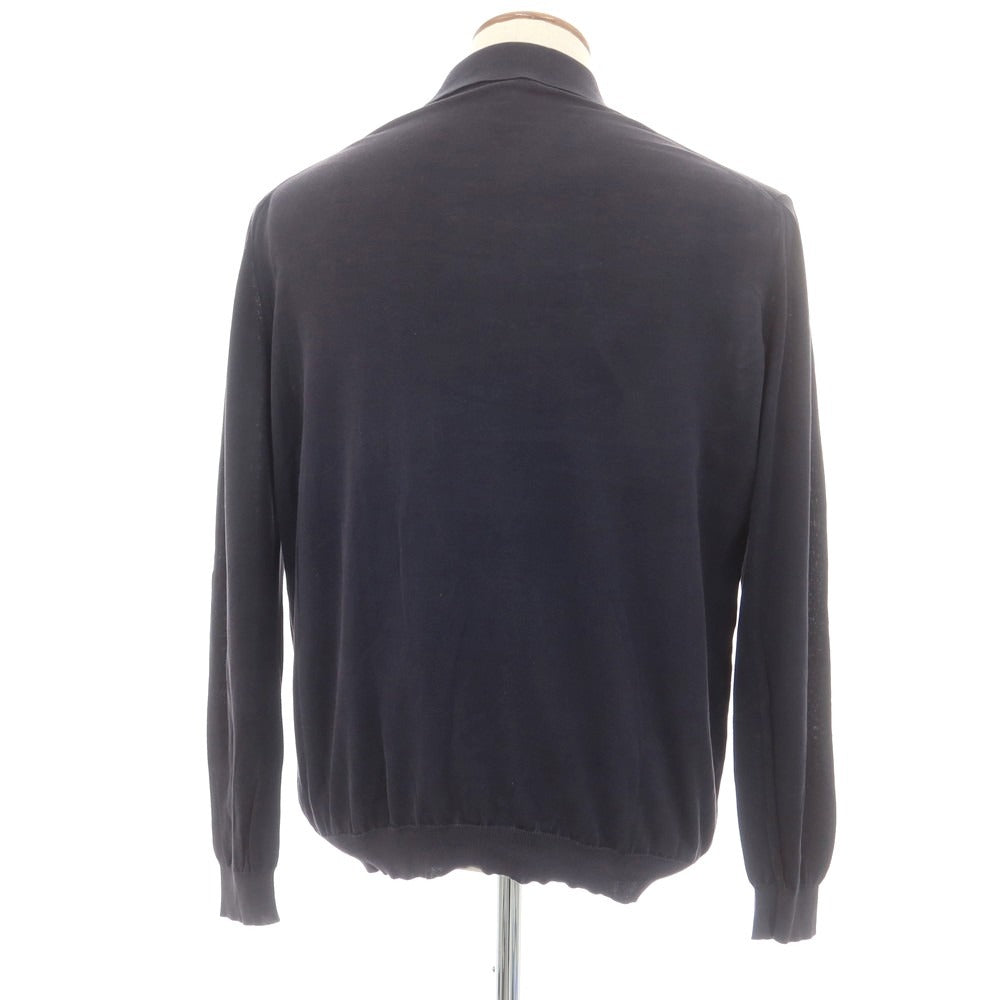 【中古】チェーザレ アットリーニ Cesare Attolini ハイゲージコットン ポロニット ネイビー【 50 】【 状態ランクD 】【 メンズ 】