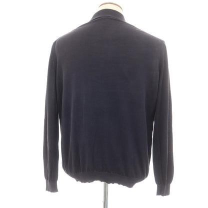 【中古】チェーザレ アットリーニ Cesare Attolini ハイゲージコットン ポロニット ネイビー【 50 】【 状態ランクD 】【 メンズ 】
