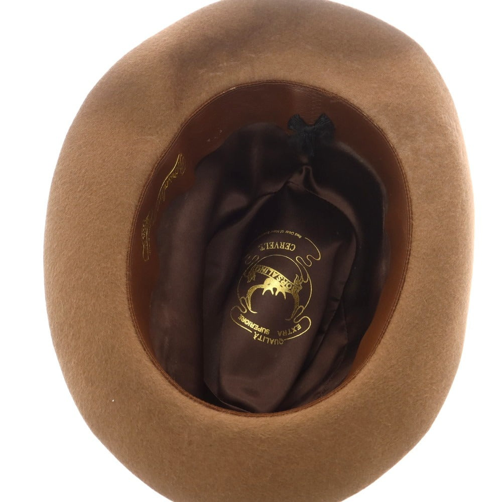 【中古】ボルサリーノ Borsalino レッドディア CERVELT ソフトボーラーハット ブラウン【 状態ランクC 】【 メンズ 】 [BPD]