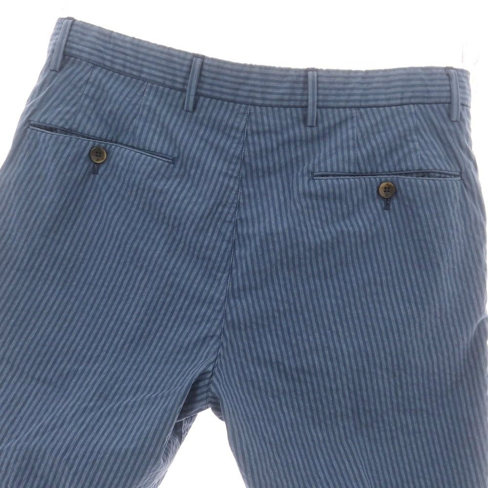 【中古】ピーティートリノ PT TORINO BERMUDA ストレッチ コットンポリエステル ストライプ ショートパンツ ダークブルー系【 46 】【 状態ランクB 】【 メンズ 】 [CPD]