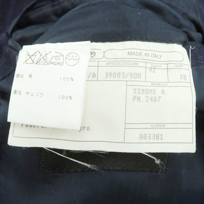 【中古】イザイア ISAIA SIMONE ウール ストライプ 3つボタンスーツ ネイビー【 42 】【 状態ランクC 】【 メンズ 】