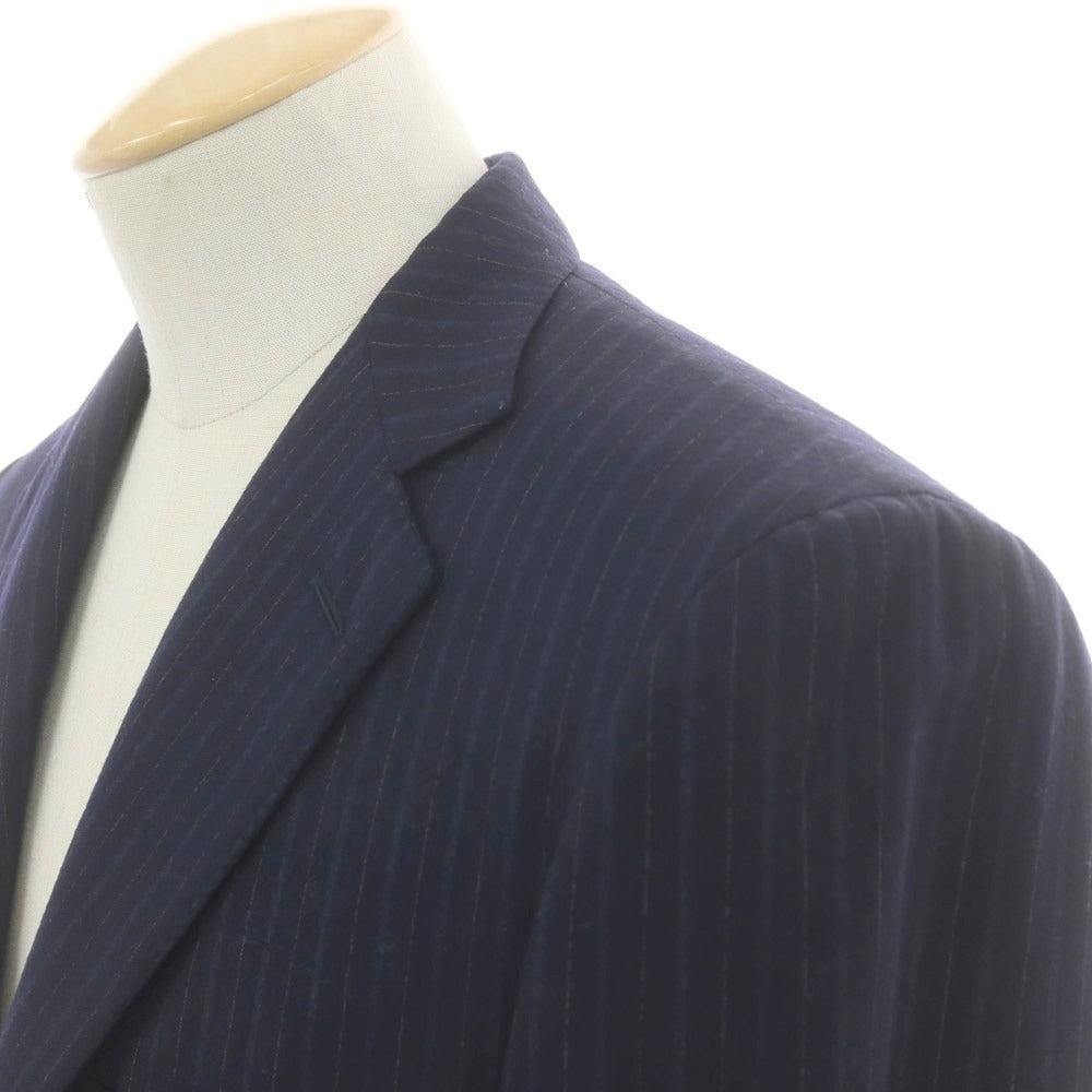 【中古】イザイア ISAIA SIMONE ウール ストライプ 3つボタンスーツ ネイビー【 42 】【 状態ランクC 】【 メンズ 】