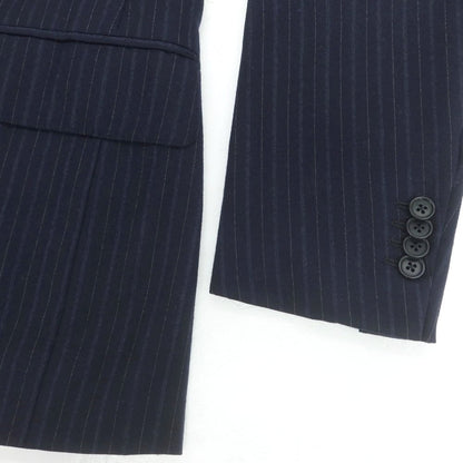 【中古】イザイア ISAIA SIMONE ウール ストライプ 3つボタンスーツ ネイビー【 42 】【 状態ランクC 】【 メンズ 】
