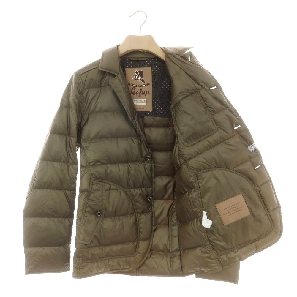 【中古】シーラップ Sealup ナイロン テーラード型 ダウンジャケット カーキ【 44 】【 状態ランクD 】【 メンズ 】 [APD]