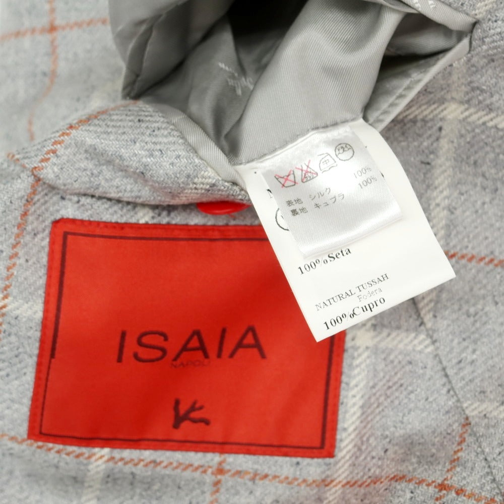 【中古】イザイア ISAIA SAILOR シルク チェック 3B テーラードジャケット ライトグレーxオレンジ【サイズ42】【 状態ランクD 】【 メンズ 】 [DPD]