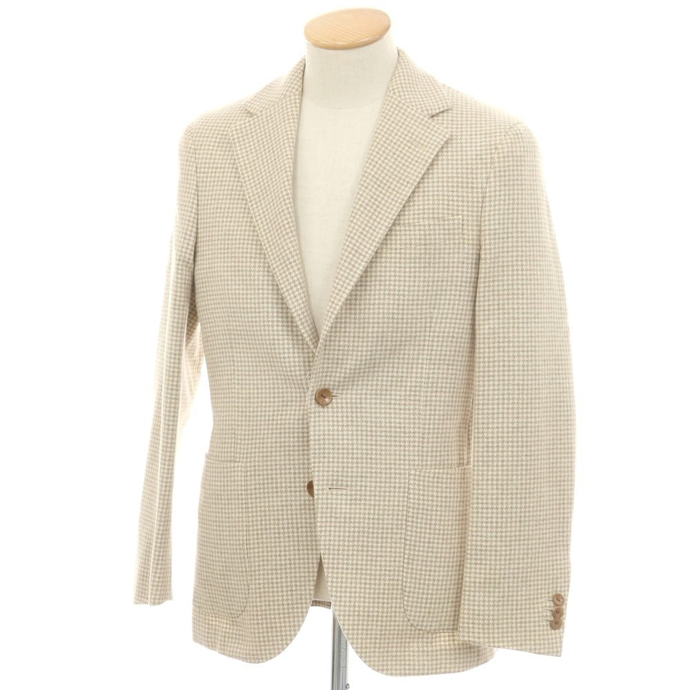 【中古】ボリオリ BOGLIOLI DOVER ウールカシミヤ テーラードジャケット グレージュxアイボリー【 44 】【 状態ランクA 】【 メンズ 】