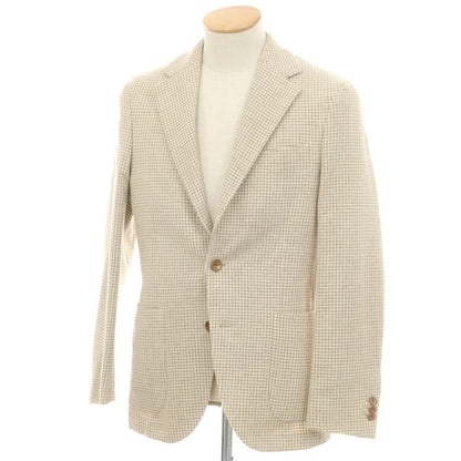 【中古】ボリオリ BOGLIOLI DOVER ウールカシミヤ テーラードジャケット グレージュxアイボリー【 44 】【 状態ランクA 】【 メンズ 】