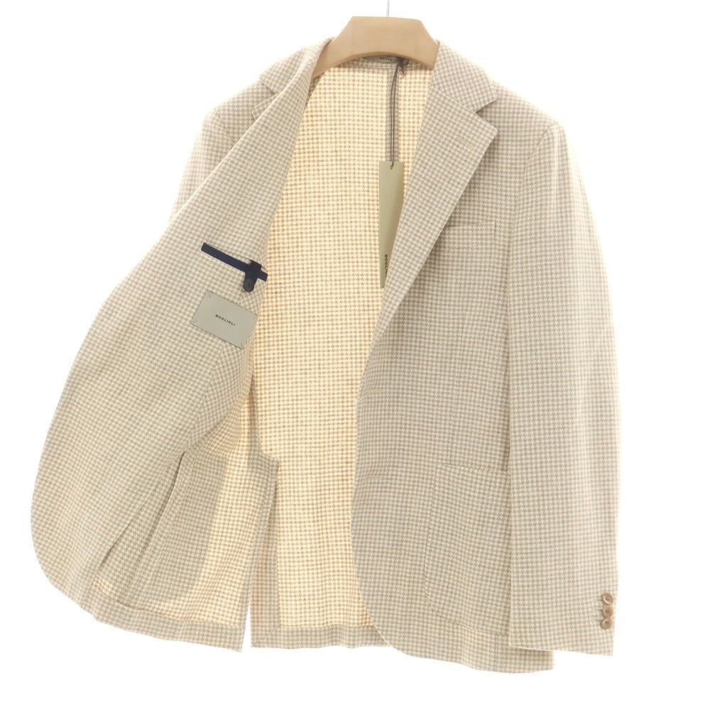 【中古】ボリオリ BOGLIOLI DOVER ウールカシミヤ テーラードジャケット グレージュxアイボリー【 44 】【 状態ランクA 】【 メンズ 】