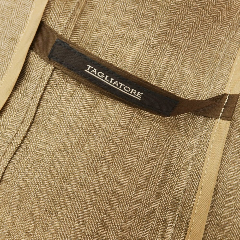 【中古】タリアトーレ TAGLIATORE リネン ヘリンボーン 2B テーラードジャケット カーキベージュ系【 42 】【 状態ランクB 】【 メンズ 】