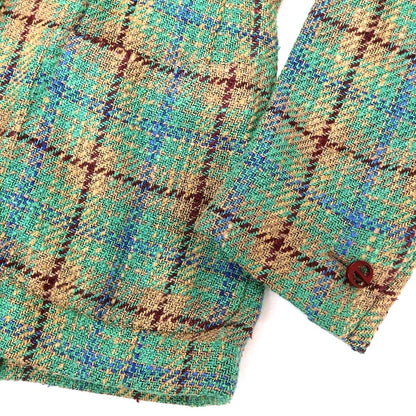 【中古】エルネスト ernesto GFB シルクコットン チェック 2B カジュアルジャケット グリーンxベージュ【 44 】【 状態ランクB 】【 メンズ 】
