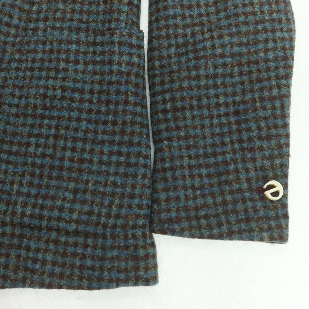 【中古】エルネスト ernesto GFB アルパカウール チェック カジュアルジャケット ブラウンxグリーン【 44 】【 状態ランクB 】【 メンズ 】