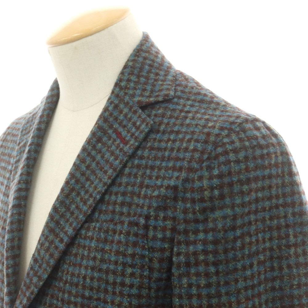 【中古】エルネスト ernesto GFB アルパカウール チェック カジュアルジャケット ブラウンxグリーン【 サイズ44 】【 状態ランクB 】【 メンズ 】 [CPD]