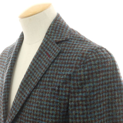 【中古】エルネスト ernesto GFB アルパカウール チェック カジュアルジャケット ブラウンxグリーン【 44 】【 状態ランクB 】【 メンズ 】