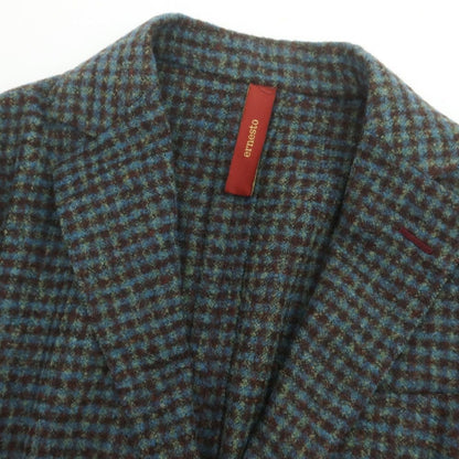 【中古】エルネスト ernesto GFB アルパカウール チェック カジュアルジャケット ブラウンxグリーン【 44 】【 状態ランクB 】【 メンズ 】