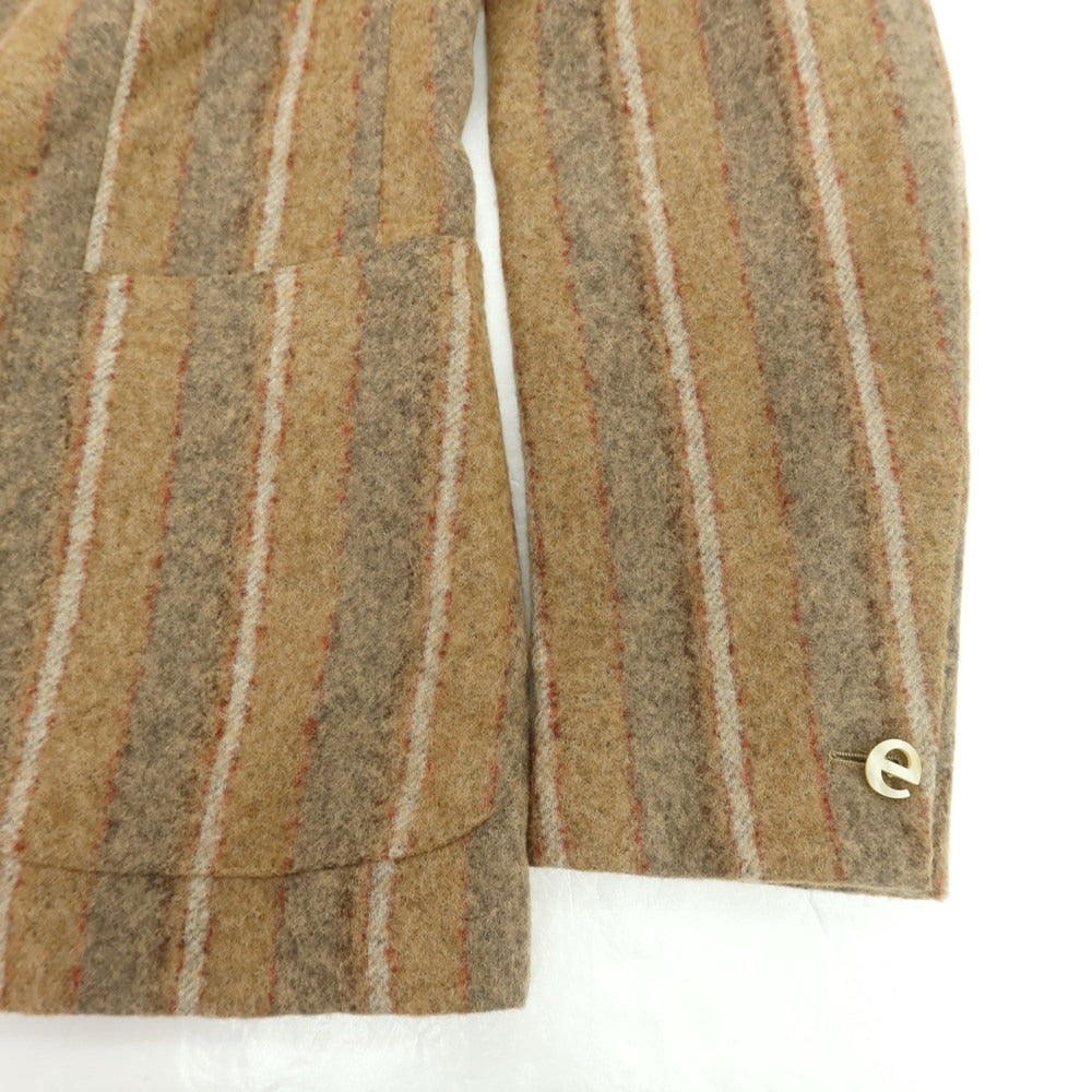 【中古】エルネスト ernesto GFB アルパカナイロン ストライプ カジュアルジャケット ブラウンベージュxグレー【 44 】【 状態ランクB 】【 メンズ 】