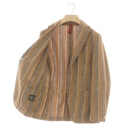 【中古】エルネスト ernesto GFB アルパカナイロン ストライプ カジュアルジャケット ブラウンベージュxグレー【 44 】【 状態ランクB 】【 メンズ 】