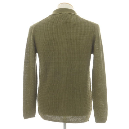 【中古】【未使用】ラルディーニ LARDINI リネン 襟付き カーディガン オリーブ【 44 】【 状態ランクS 】【 メンズ 】