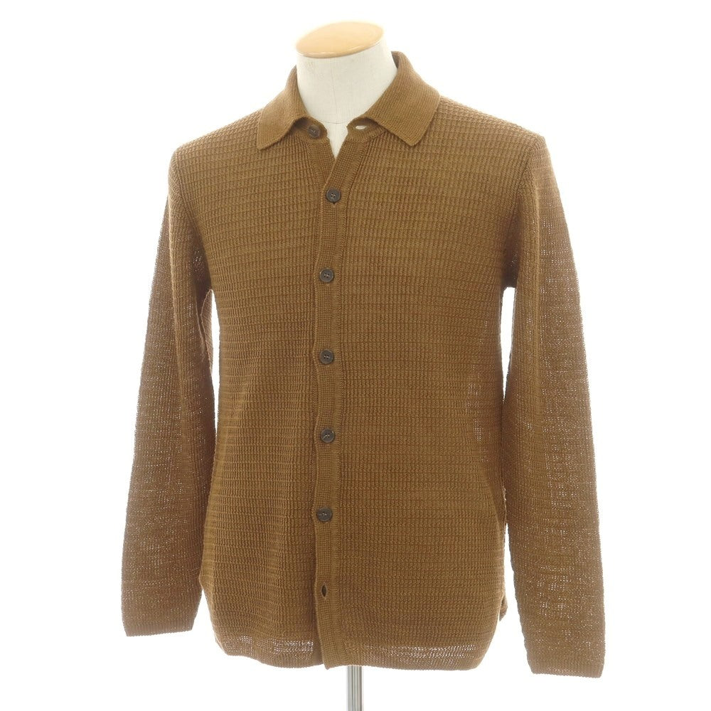【中古】サンモリッツ S.MORITZ リネン 襟付き カーディガン ブラウン【 44/XXS 】【 状態ランクA 】【 メンズ 】