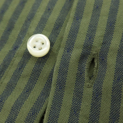 【中古】ギローバー GUY ROVER コットン ストライプ ホリゾンタルカラー カジュアルシャツ グラスグリーンxネイビー【サイズXS】【 状態ランクA 】【 メンズ 】