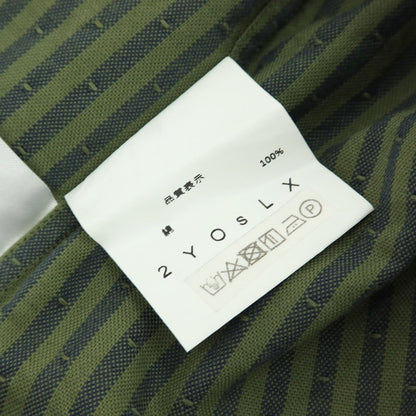 【中古】ギローバー GUY ROVER コットン ストライプ ホリゾンタルカラー カジュアルシャツ グラスグリーンxネイビー【サイズXS】【 状態ランクA 】【 メンズ 】