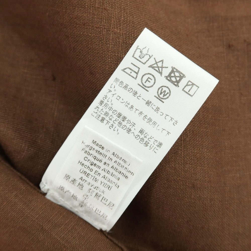 【中古】バグッタ Bagutta リネン スタンドカラー カジュアルシャツ ブラウン【サイズ37】【 状態ランクA 】【 メンズ 】