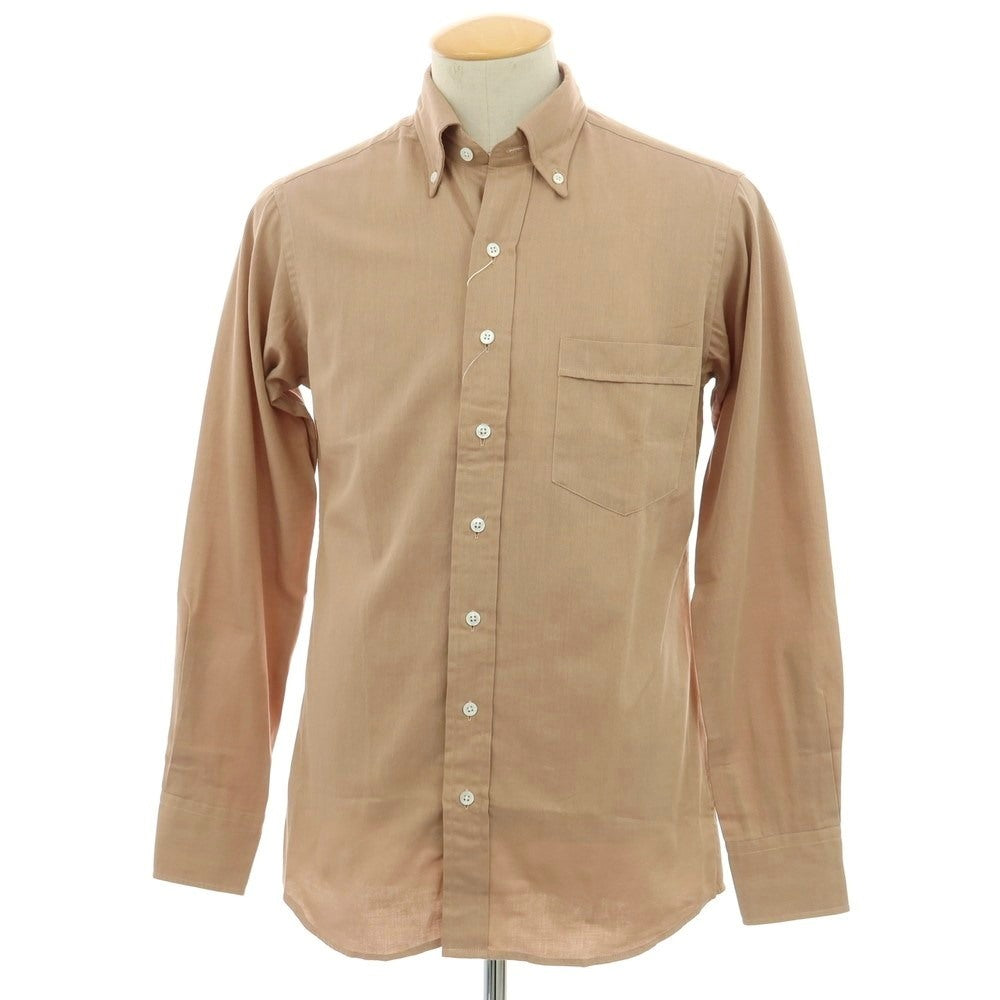 【中古】【未使用】ドレイクス DRAKES コットン ボタンダウン カジュアルシャツ ベージュ【サイズ38】【 状態ランクS 】【 メンズ 】