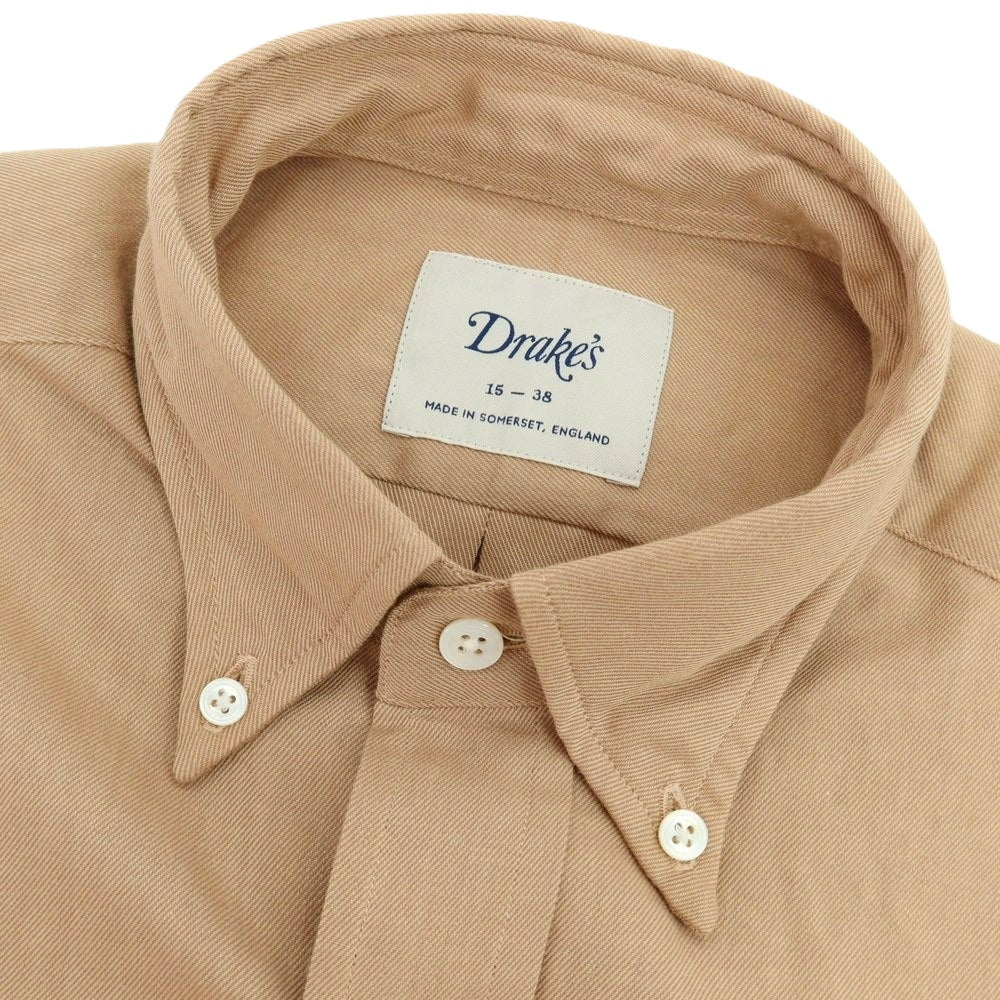 【中古】【未使用】ドレイクス DRAKES コットン ボタンダウン カジュアルシャツ ベージュ【サイズ38】【 状態ランクS 】【 メンズ 】