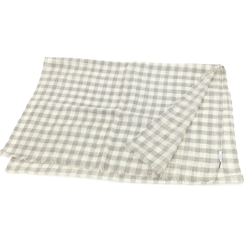 【中古】アニオナ Agnona シルク系 チェック ストール グレーxホワイト【 状態ランクB 】【 メンズ 】