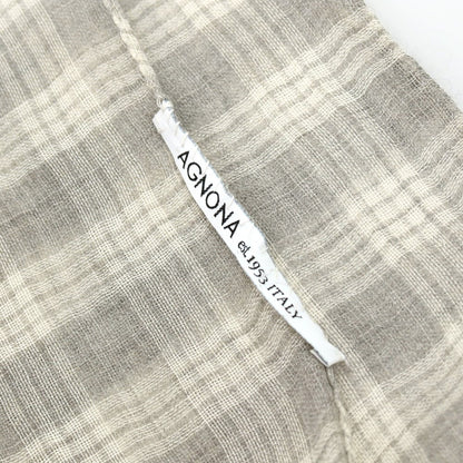 【中古】アニオナ Agnona シルク系 チェック ストール グレーxホワイト【 状態ランクB 】【 メンズ 】
