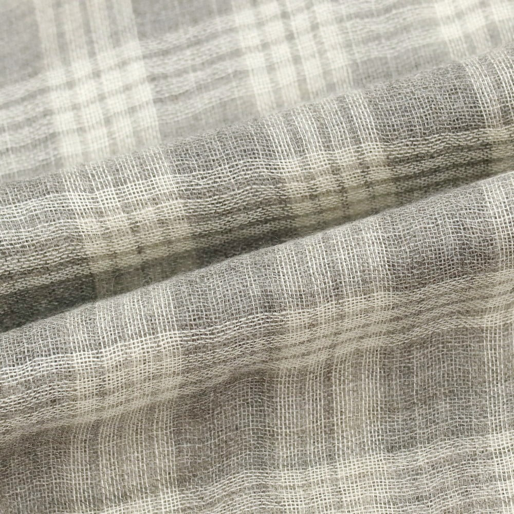 【中古】アニオナ Agnona シルク系 チェック ストール グレーxホワイト【 状態ランクB 】【 メンズ 】