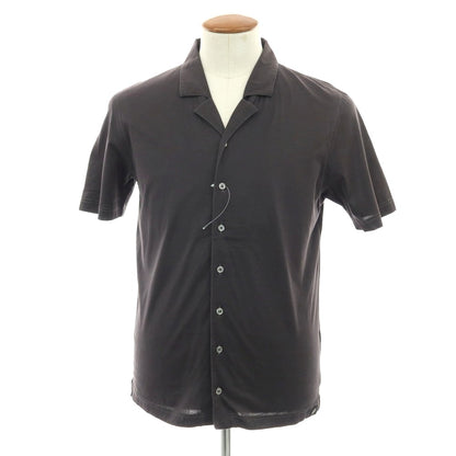 【中古】グランサッソ GRAN SASSO コットン ジャージー オープンカラー 半袖シャツ ダークグレー【サイズ46】【 状態ランクC 】【 メンズ 】