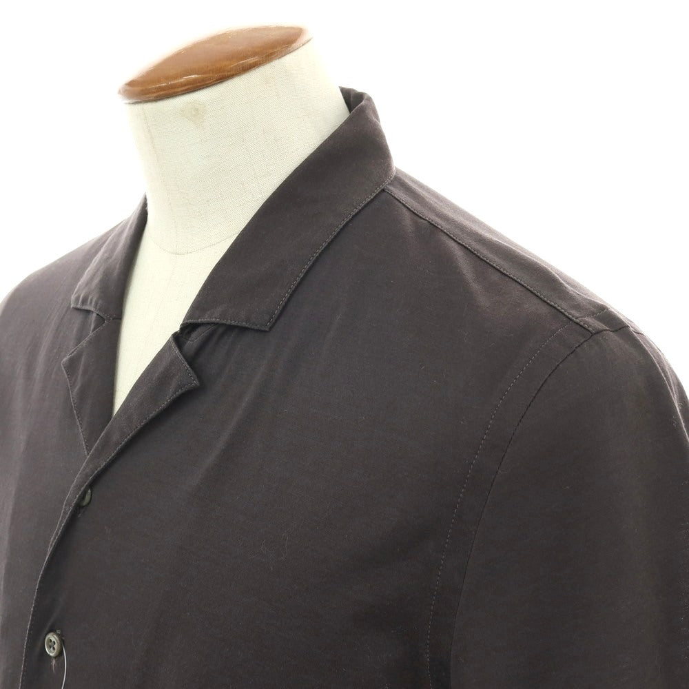 【中古】グランサッソ GRAN SASSO コットン ジャージー オープンカラー 半袖シャツ ダークグレー【サイズ46】【 状態ランクC 】【 メンズ 】