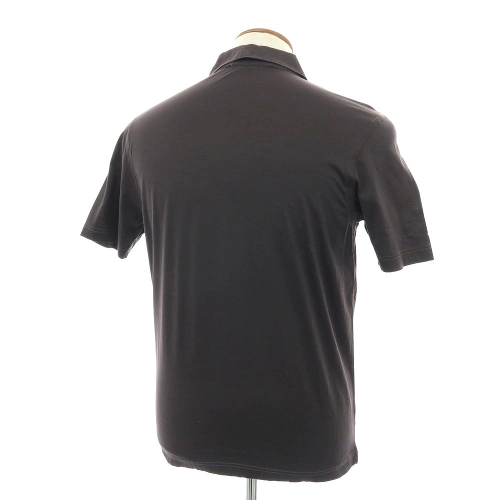 【中古】グランサッソ GRAN SASSO コットン ジャージー オープンカラー 半袖シャツ ダークグレー【サイズ46】【 状態ランクC 】【 メンズ 】