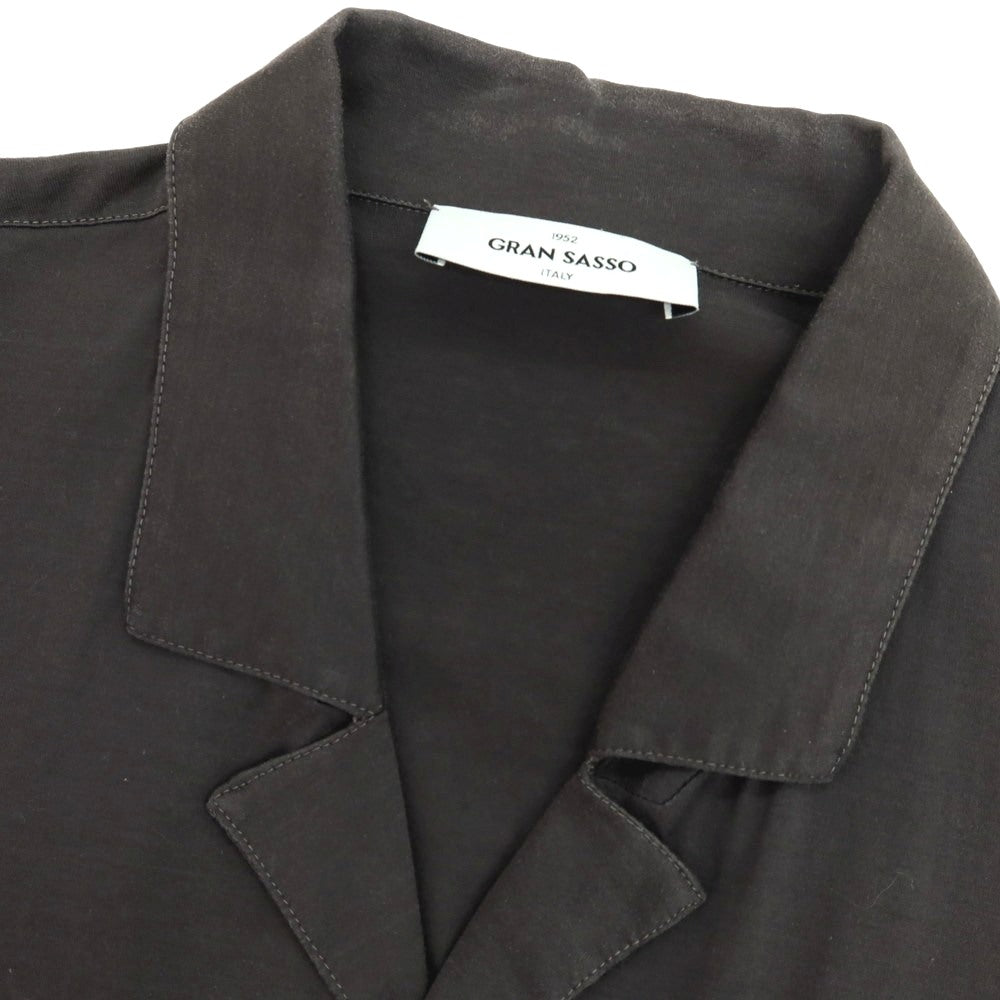 【中古】グランサッソ GRAN SASSO コットン ジャージー オープンカラー 半袖シャツ ダークグレー【サイズ46】【 状態ランクC 】【 メンズ 】