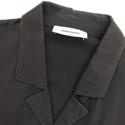 【中古】グランサッソ GRAN SASSO コットン ジャージー オープンカラー 半袖シャツ ダークグレー【サイズ46】【 状態ランクC 】【 メンズ 】