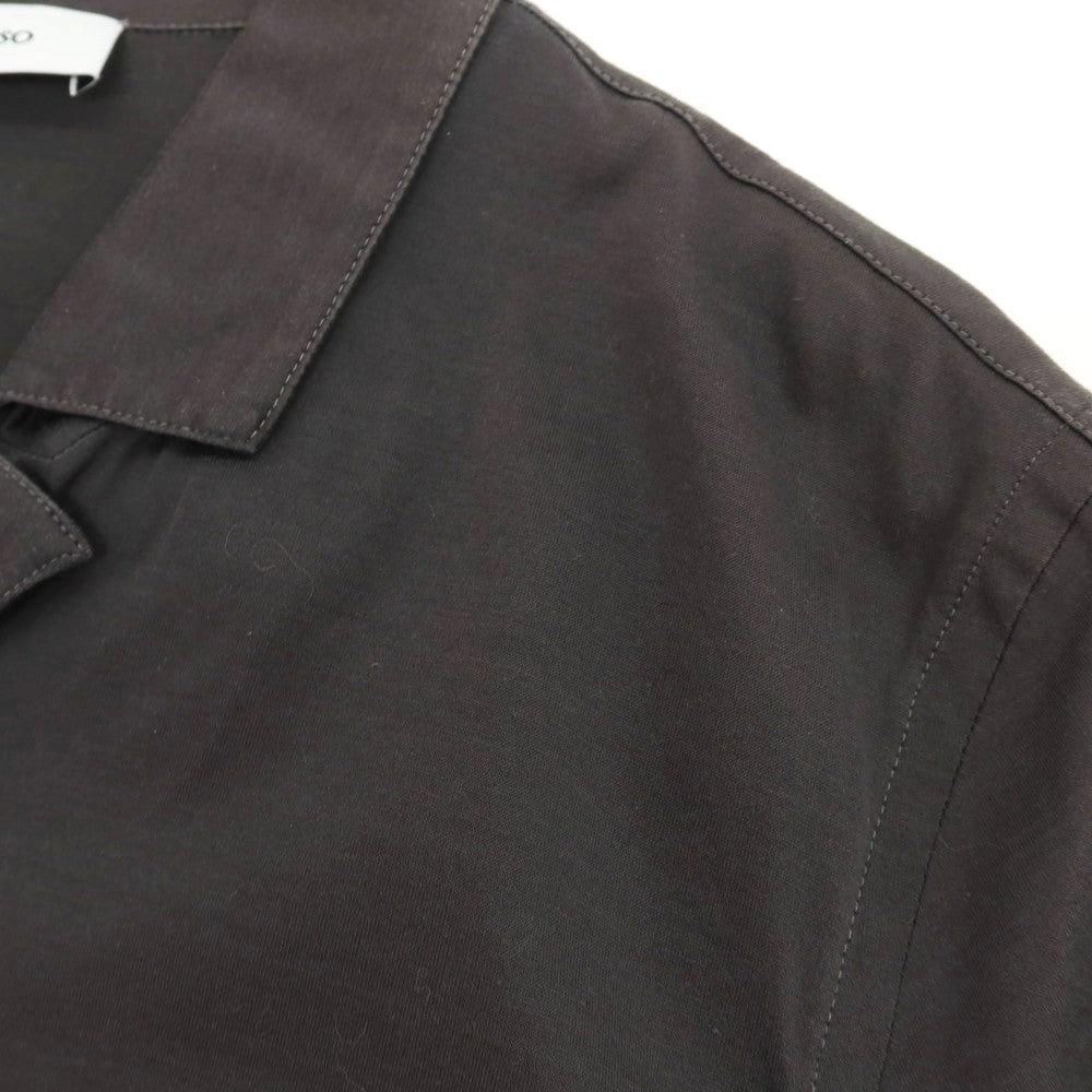 【中古】グランサッソ GRAN SASSO コットン ジャージー オープンカラー 半袖シャツ ダークグレー【サイズ46】【 状態ランクC 】【 メンズ 】