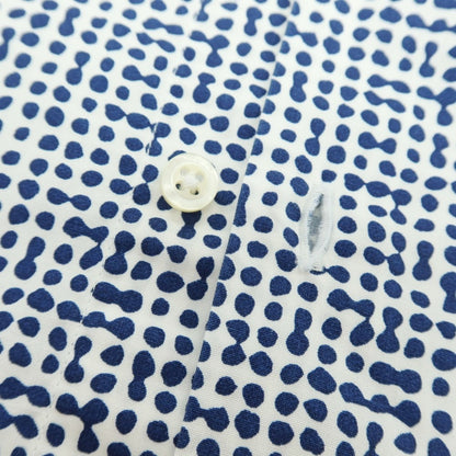 【中古】ギラルデッリ GHIRARDELLI コットン プリント ワイドカラー カジュアルシャツ ネイビーxホワイト【サイズ37】【 状態ランクB 】【 メンズ 】